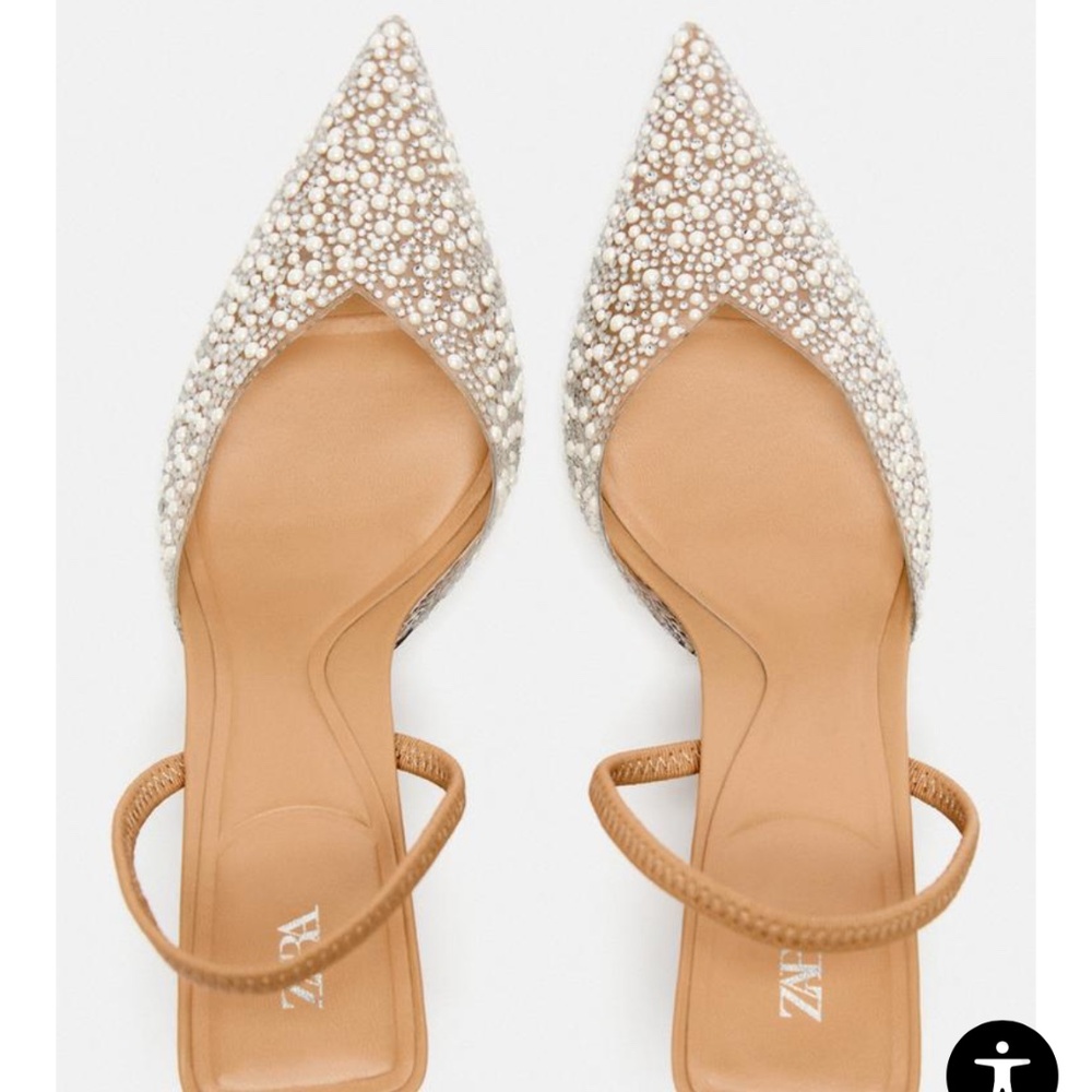 Zara - PEARL HEELED SLINGBACKS